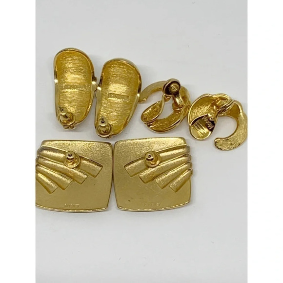 Monet Gold Earrings Lot of Three Pair - Picture 2 of 2